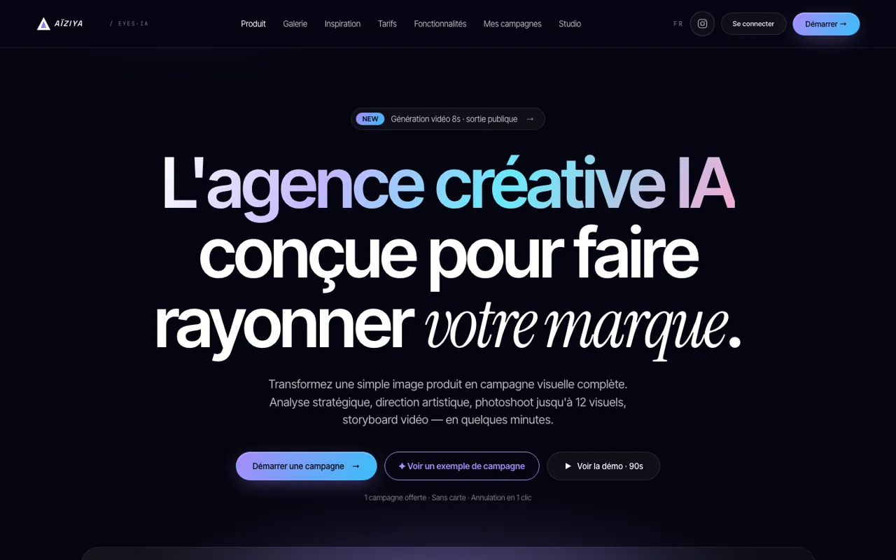 Page d'accueil d'AÏZIYA Studio