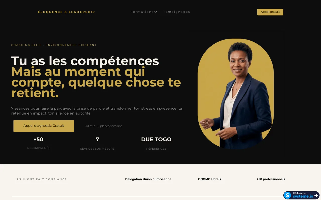 Page d'accueil d'eloquence-et-leadership.com