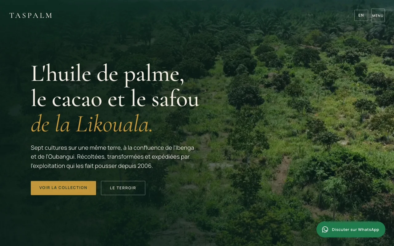 Page d'accueil du site Taspalm